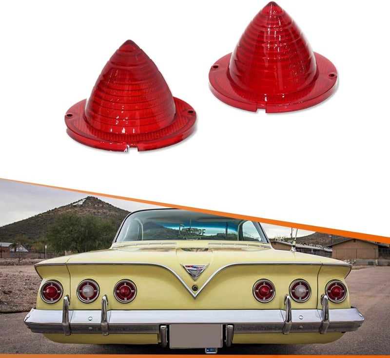 ADIIL 2PCS Rear Red Lens Tail Light Lamp Kit For 1960 1961 Chevrolet Bel Air/Biscayne/Nomad/El Camino & Impala - Image 1